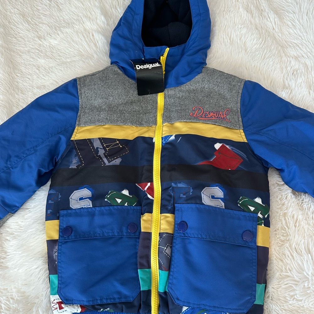 🆕 Desigual Kids Jacket - Blue, Gray, Yellow